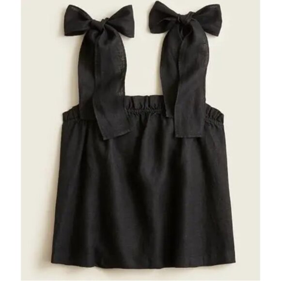 J. Crew Black Tie-shoulder linen tank top Size Small - Picture 1 of 6